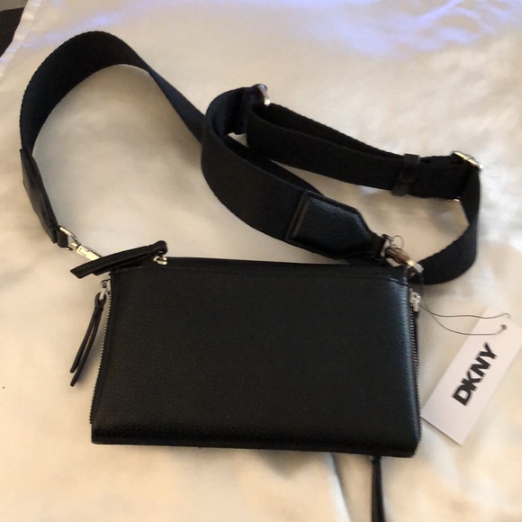 DKNY Nyra Black Pebbled Faux Leather Trifold Crossbody OS NWT - Picture 13 of 16
